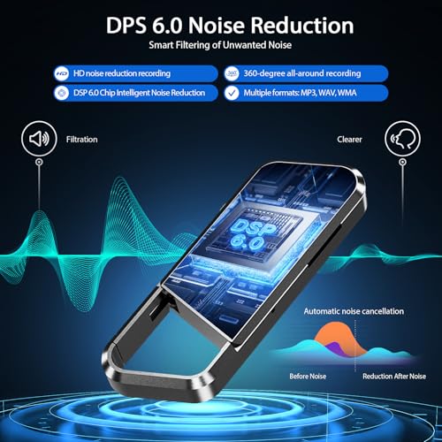 72GB Voice Activated Recorder with Playback - 10860H Recording Device with Noise Reduction DSP 6.0 Portable Audio Recorder for Lecture/Interviews & Meeting - Digital Vioce Activated Recorder