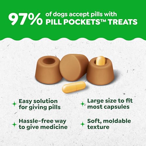 Greenies Pill Pockets Large Size Dog Treats, Peanut Butter, 7.9 oz | Vet-recommended, masks pill smell & taste, moldable texture, capsule size, natural ingredients, no fillers, 7.9 oz. pouch