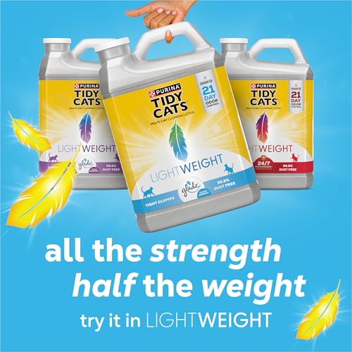 Purina Tidy Cats Clumping Cat Litter, Glade Clear Springs, 38 lb | Lightweight, low dust multi-cat litter with 10-day odor control and fresh floral fragrance