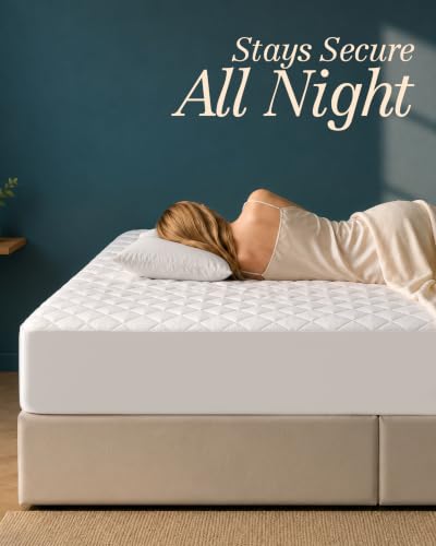 Queen Mattress Pad, Quilted Mattress Protector Topper fits 16" Deep Pocket | White, Soft Breathable Fitted Mattress Cover, Noiseless, Machine Washable for Home & Hotels by Utopia Bedding