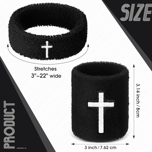 Soulchen Cross Bicep & Wrist Bands Absorbent Sweatband Set | Christian, Breathable Soft Cotton, Wristbands Armbands for Football Baseball Players Sports Accessories, Men and Women