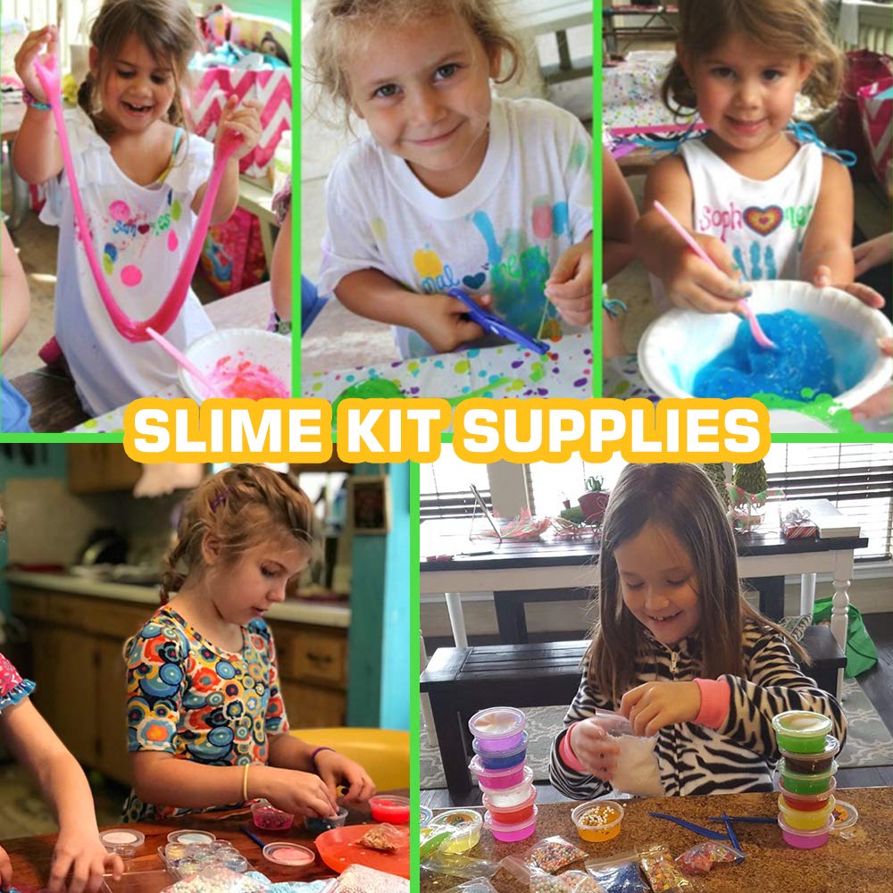 126 Pcs DIY Slime Making Kit for Girls Boys, Ultimate Supplies for Kid | Creative Slime Bulk for Birthday Gifts, sensory play,Include 28 Slime, 2 Glow in The Dark Powder, 48 Bottle Glitter jar etc.