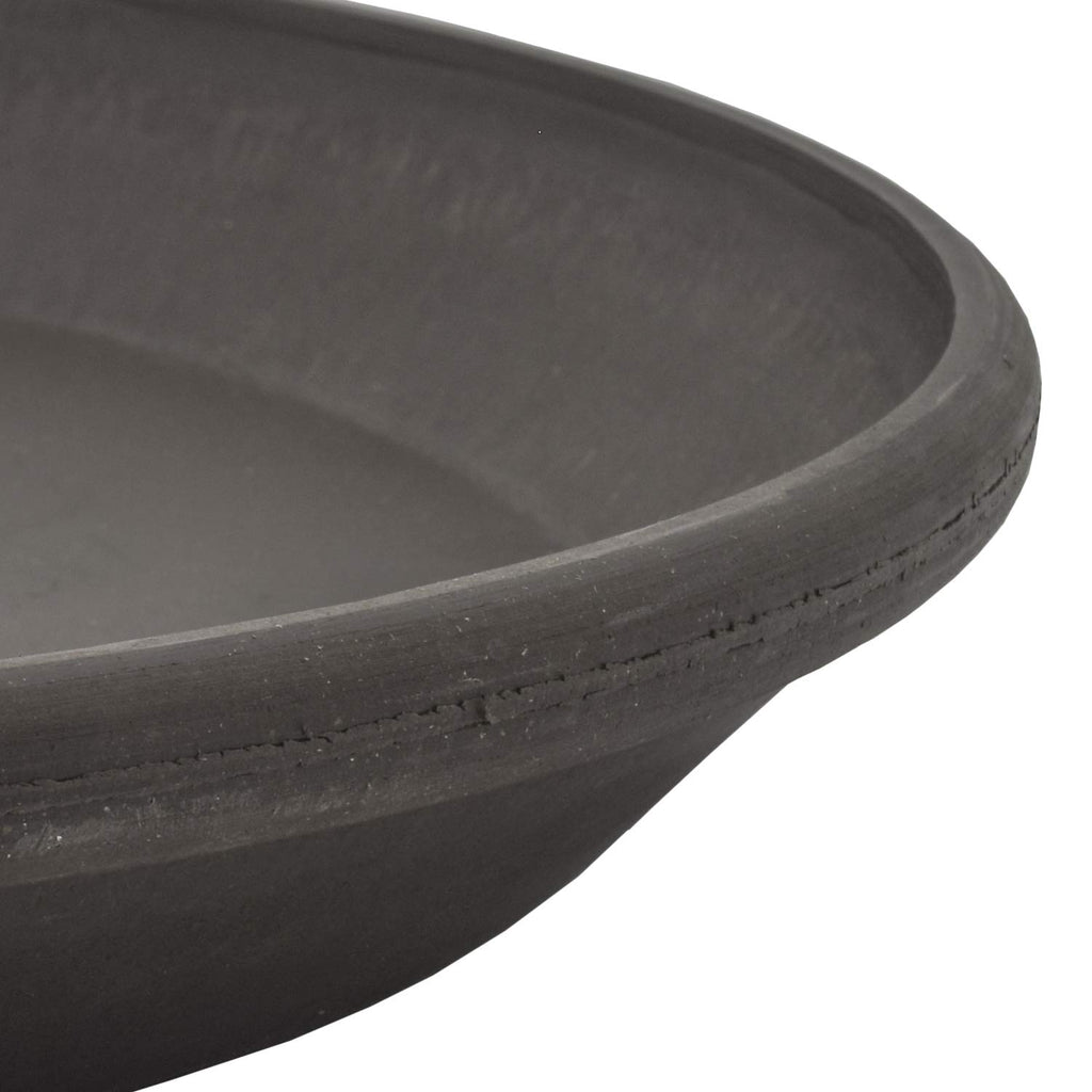 PSW Pot Collection AP35DC 14-inch Plastic/Stone/Wood Composite Plant Saucer Drip Tray – No Drainage Hole (Drillable), Indoor/Outer Water Tray, Dark Charcoal