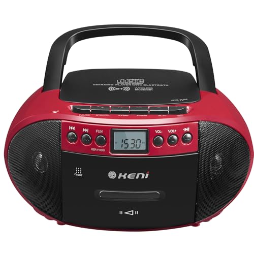 G Keni CD Cassette Player Combo, Boom Box with CD Player & AM/FM Radio | CD & Cassette Tape Player, AM/FM Radio, Bluetooth, USB Playback, Cassette Recording, Portable Design, AC/Battery Powered