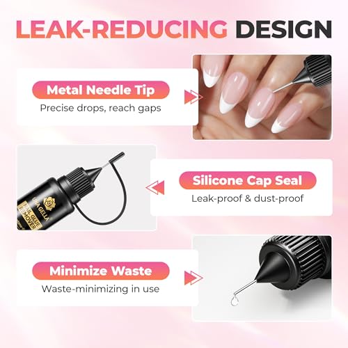 UNA GELLA 20ml*2PCS Nail Glue Remover for Press on, Multi-Functional Pinpoint Glue Remover Fast Removal Gentle Non-Acetone with Crystal Sticks for Nails Polish False Acrylic Nail Tips Home DIY