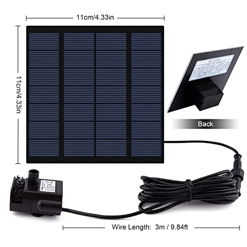 Solar Fountain Pump Kit with Separate Solar Panel, 1.8 W Upgraded Solar Water Pump with 9.84FT Cable & 4 Nozzles Solar Water Fountain for Bird Bath,Pond, Patio Garden Water Pump with Built-in Filter