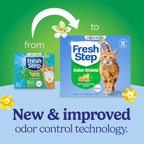 Fresh Step Advanced Odor Shield Clumping Cat Litter with Gain, 18.5 lb, 2Pk | Odor Shield with Ammonia Block Technology, Low Dust, Multi Cat, Compatible with Most Automatic Litter Boxes