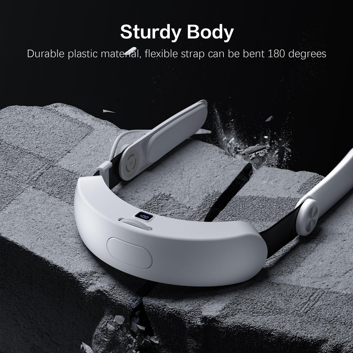 WOUNMTT Head Strap for Meta Quest 3/3S with Battery, Adjustable | Patented one-click fit with 3-level rear support. Built-in battery adds 2-4H playtime. Fast charge. Reduces facial pressure