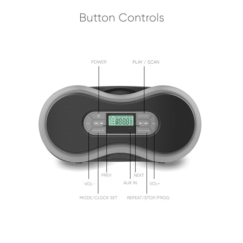 Core Innovations Portable Bluetooth CD Boombox with Digital FM Radio