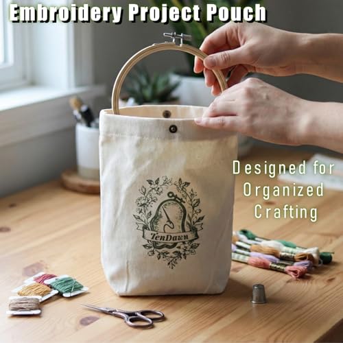 TenDawn Embroidery Stitch Book Kit for Beginners, 32 Essential Stitches | Structured Learning Order for Adults, DIY Sewing Kit with Floral Motifs, Practice Patterns