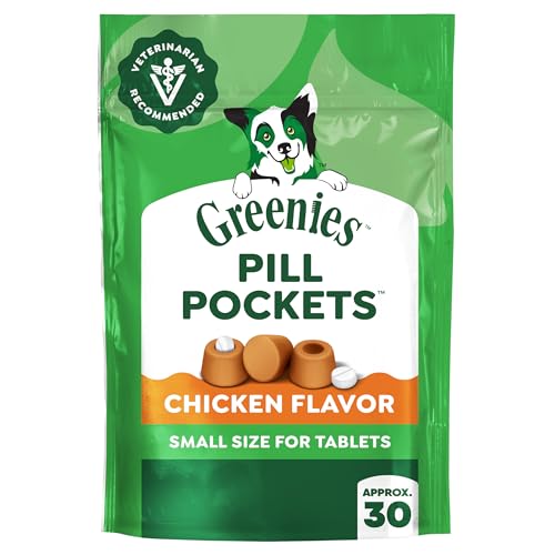 Greenies Pill Pockets Small Dog Treats, Chicken Flavor, 3.2 oz | Vet-recommended, masks pill smell & taste, easy pinch-close design, stress-free medicating, tablet size, 3.2 oz. Pouch