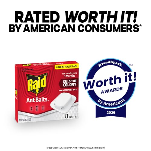 Raid Ant Killer Baits, For Household Use, Child Resistant, 8 Count | Kills the Colony, Keeps Killing Ants for Up to 3 Months, For Indoor Home Use