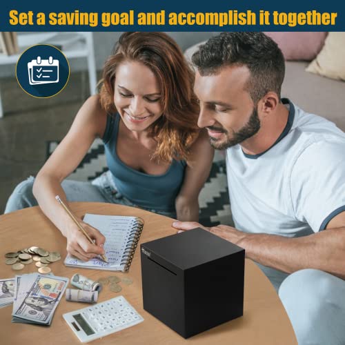 Hicocool Stainless Steel Piggy Bank for Adults Must Break Open, Black 4.72" | Starry Black Unbreakable Money Bank for Adults & Kids, Unopenable Metal Money Box for Saving Plans and Holiday Gifts
