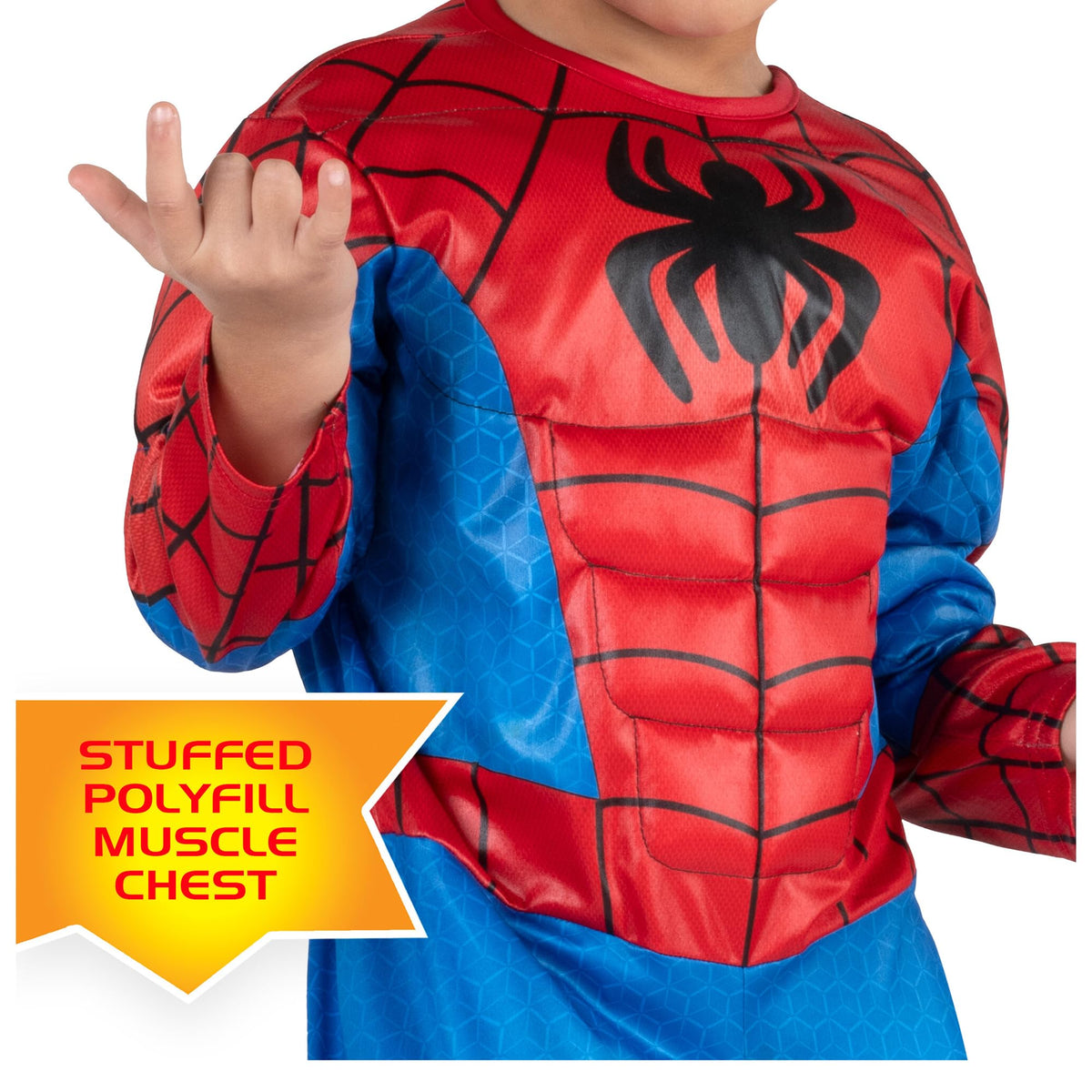 MARVEL Official Toddler Deluxe Halloween Costume - Premium Quality Padded Jumpsuit and Fabric Headpiece (3T-4T)