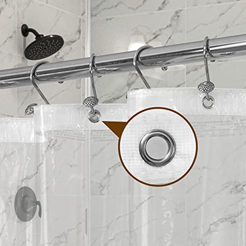 Barossa Design Oeko-tex Certified Shower Curtain Liner Standard Size, Clear | Waterproof PEVA, Rustproof Grommets, 3 Bottom Magnets, Cute Lightweight Bathroom Curtain, Fits Standard Tub 72" Length