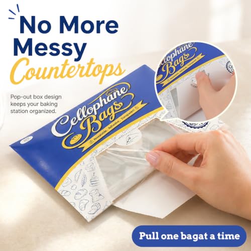 PerkDecor 4x6 Inch (250Pcs) Clear OPP Cellophane Bags, 2.2Mil Thick Crystal Clear Self Sealing Tear Resistant, Packaging for Cookies Treat Candies Crafts Party Favors Home Retail
