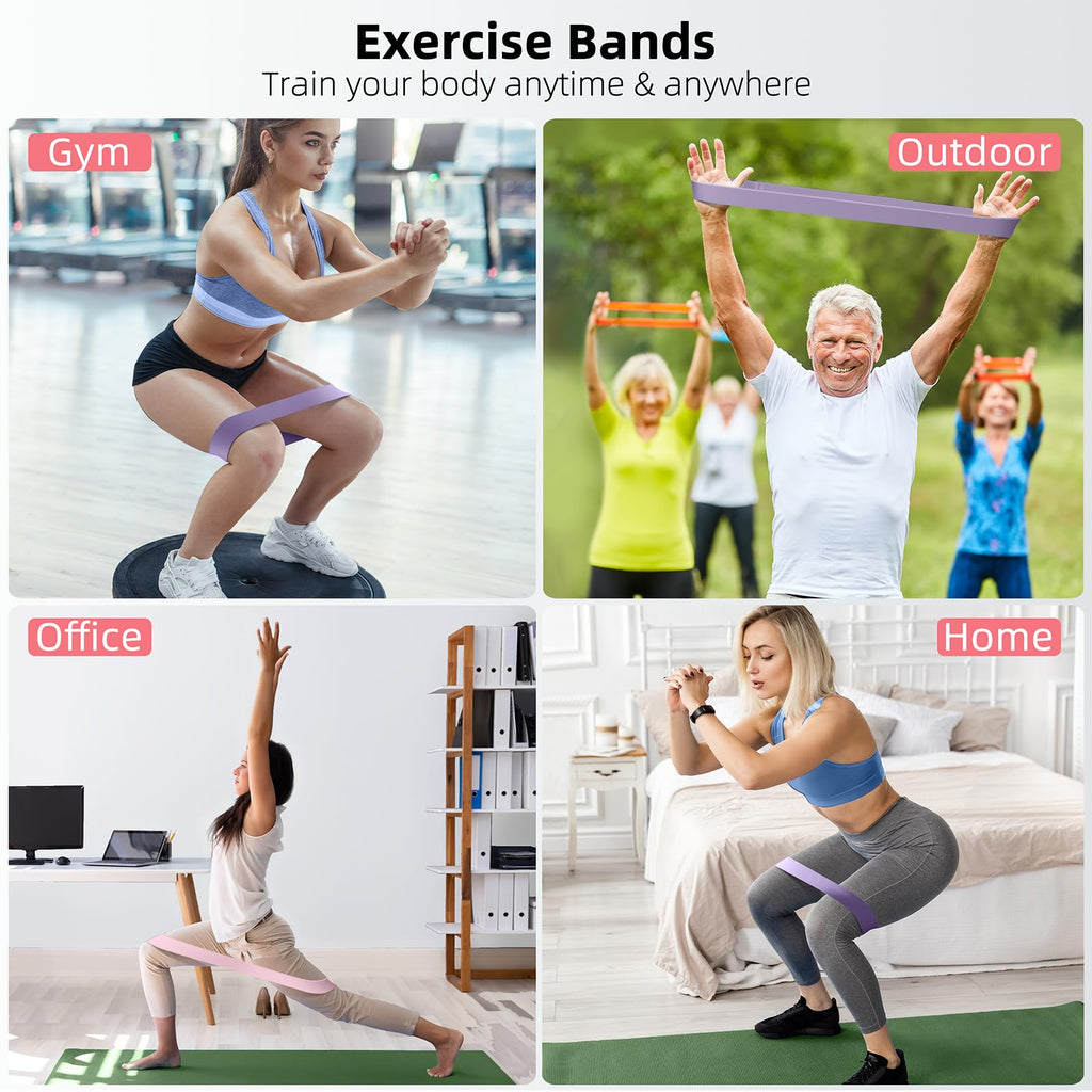 Resistance Bands for Working Out, 5-Pack Loop Exercise Bands for Home Gym | Elastic Stretch Bands For Strength Training, Pilates, Yoga, Physical Therapy, Leg Glute Arm Exercises, Women Men