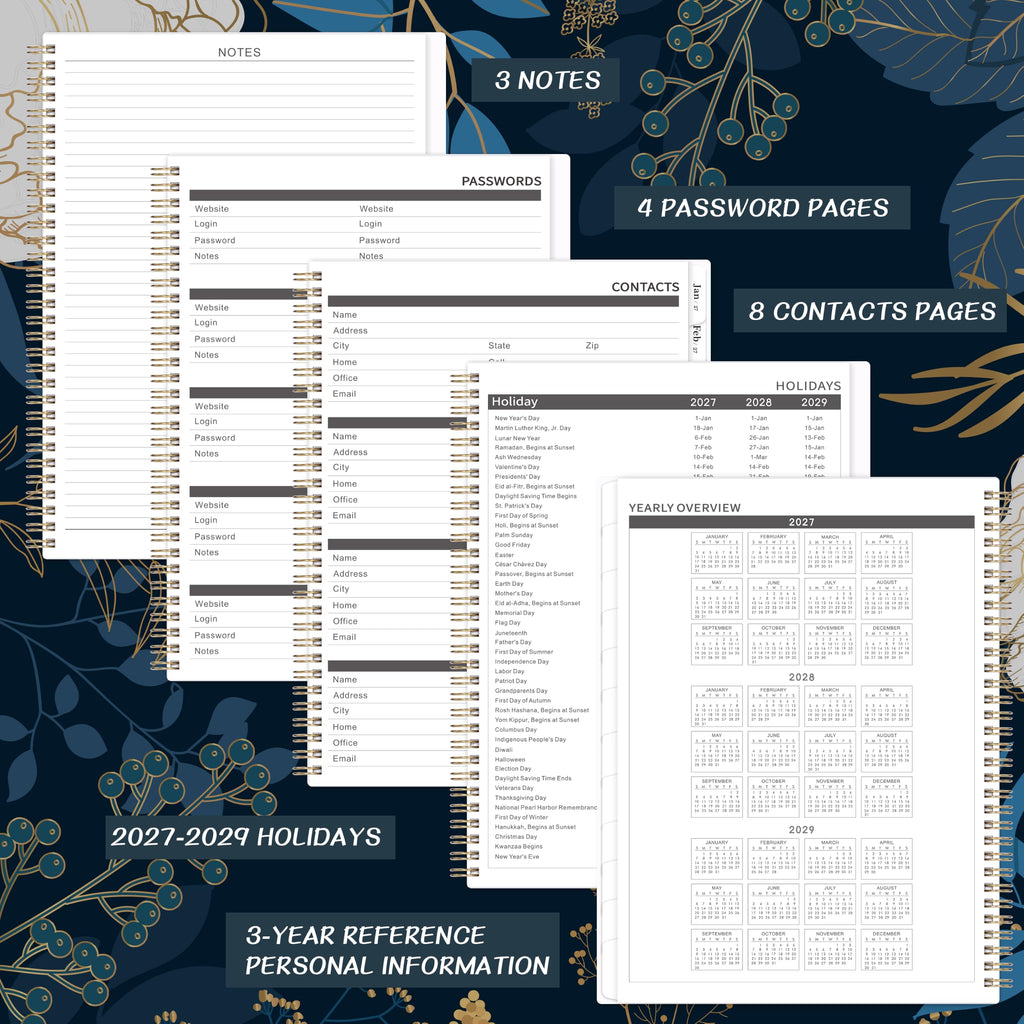 2027-2028 Monthly Planner - 2 Year Monthly Planner/Calendar 2027-2028, Jan 2027 - Dec 2028, 11" x 9", 24 Monthly Planner with Tabs, Back Pocket, Holidays, Twin-Wire Binding, Note Pages