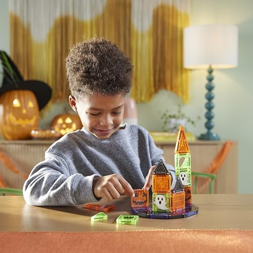 MAGNA-TILES microMAGS 24-Piece Spooky Travel Set, The Original Magnetic Building Brand