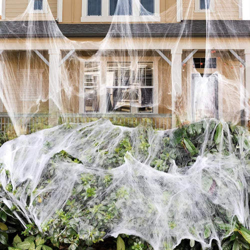 1000 sqft Spider Webs Halloween Decorations with 30 Fake Spiders | Super Stretch Cobwebs for Halloween Indoor and Outdoor Party Supplies