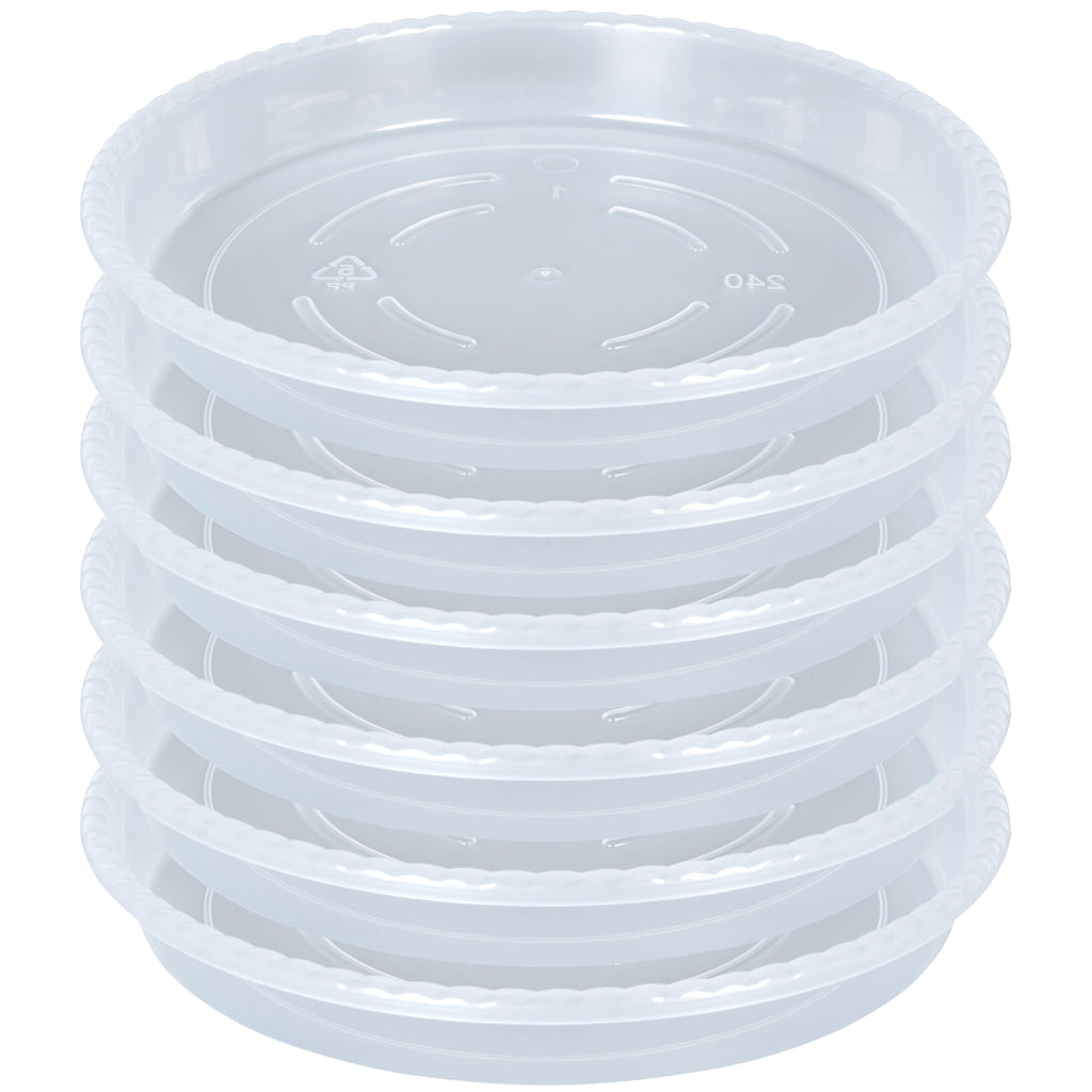 OVZILKI Plant Saucer 6 Pack of 12 inch, Clear Plastic Flower Plant Pot Saucer, Heavy Duty Plant Drip Trays Saucers for Indoor, Plant Water Tray for Planters