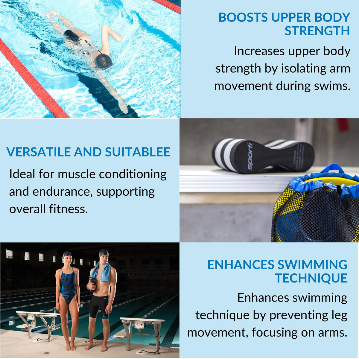 Sporti Unisex-Adult Swim Training Pull Buoy Leg Float, EVA 5-Layer | 9.5 x 3.5 x 6 In, Upper Body Drills, Muscle Conditioning, Pool Beginner To Advanced, Training Aid, Swimmer Accessories