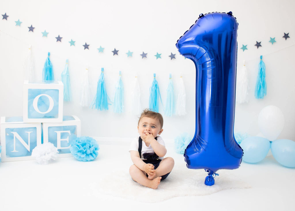 Navy Blue 1 Balloon - Number Balloon 40 Inch, 1st Birthday Decorations | Large foil number balloons for 1st birthday party, Navy Blue blow up birthday balloon numbers for women and men