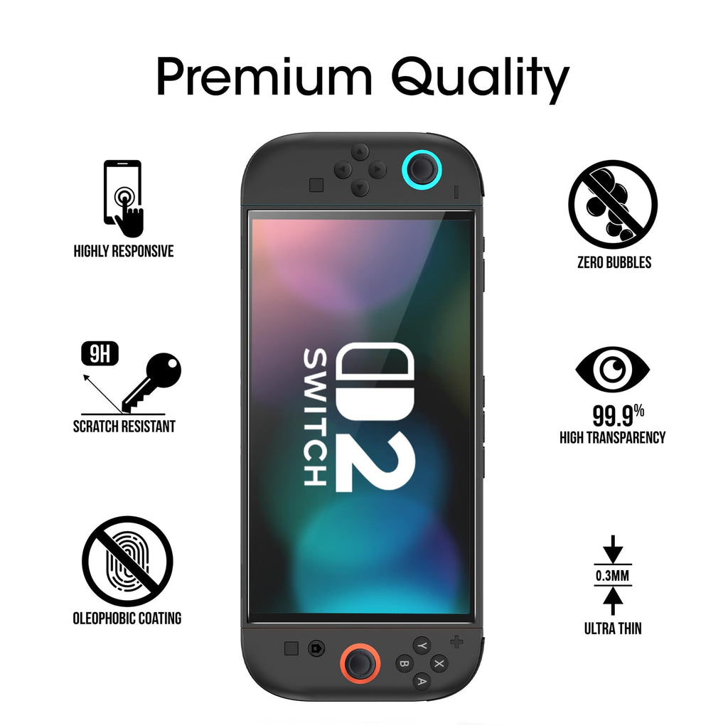 amFilm Auto-Alignment OneTouch for Nintendo Switch 2 Screen Protector 2025 | Tempered Glass Accessories, 30s Install, Bubble Free, Scratch & Drop Resistant, Touch Sensitive, 7.9'' Transparent [2 Pack]