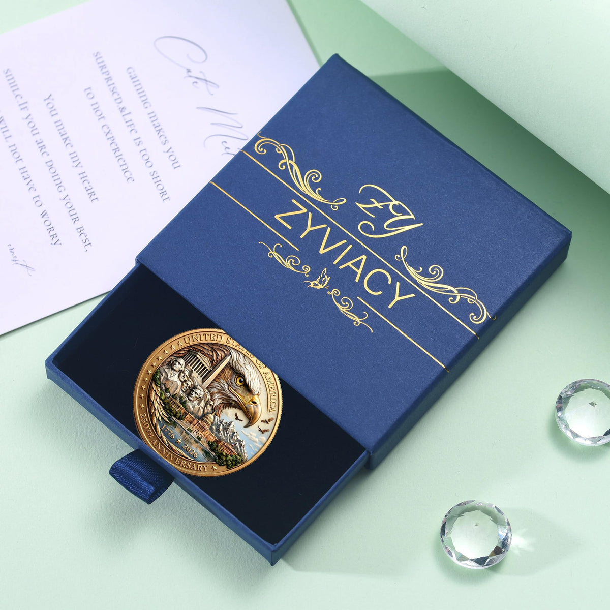 USA 250th Anniversary Commemorative Coin - American Eagle & Patriotic Symbols Collectible - America 250 Merchandise for Celebration & Gifting (1776-2026) (250th-Presidents-eagle)