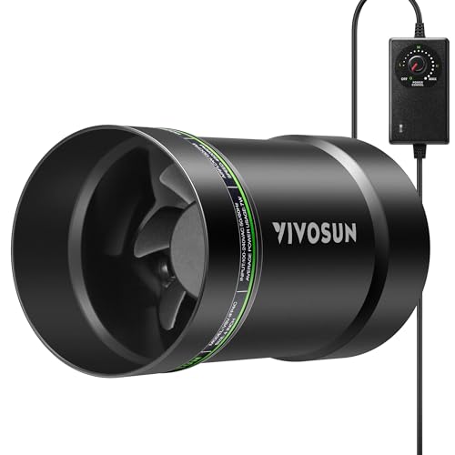 VIVOSUN P4 4" Inline Fan &Speed Control 130 CFM Exhaust Fan for Home | Low Noise Duct Fan, HVAC Ventilation, Vent Booster Fan in Workshop, Grow Room, Basement, Bathroom, Kitchen, Attic, 3D Printer