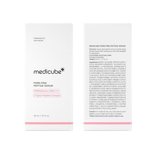 medicube PDRN Pink Peptide Serum with Salmon DNA, Firmer, Even-Looking Skin | Pink Glow Serum with Peptides & Niacinamide for Hydration, Firm-Looking Skin & Uneven Tone Care, Korean Skincare, 1.01 fl.oz.