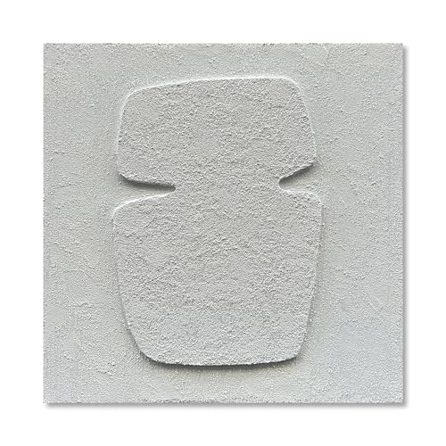 NANKAI Art Hand Painting Modern Minimalist Art Oil Painting White Thick Texture Abstract Painting 24x24 inch Canvas Wall Decorative Art