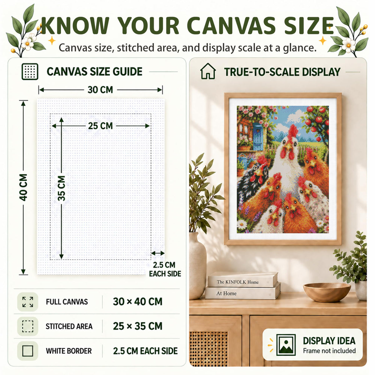 AuraDraw 11CT Stamped Cross Stitch Kit for Adults Beginners, Chicken Counted Cross Stitch Kits for Adults, Needlepoint Cross-Stitch Patterns Embroidery Kits Arts and Crafts for Home Decor 12×16Inch