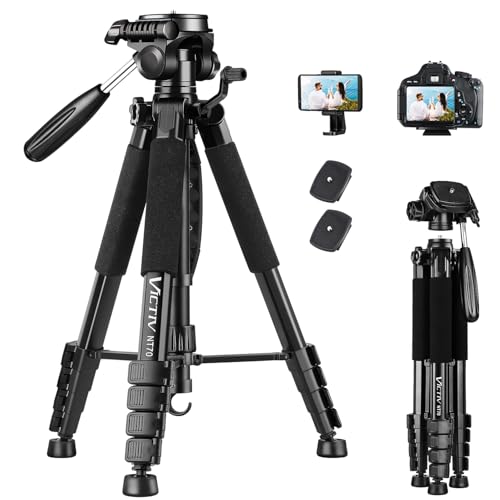 VICTIV 74” Camera Tripod, Tripod for Camera and Phone with Phone Holder | Aluminum Professional Tripod Stand for Canon Nikon with Carry Bag, Compatible with DSLR, iPhone, Spotting Scopes, Gopro