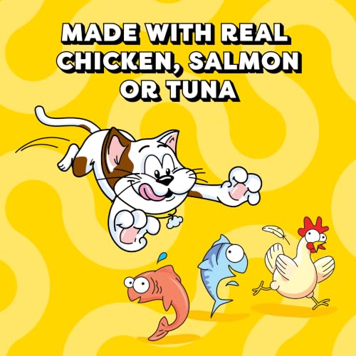 Temptations Creamy Puree Cat Treats, Chicken, Salmon & Tuna, 24 Count | Chicken, Salmon, Tuna flavors, under 15 cal/tube, no added sugar/fillers, squeezable treat or meal topper, great for seniors