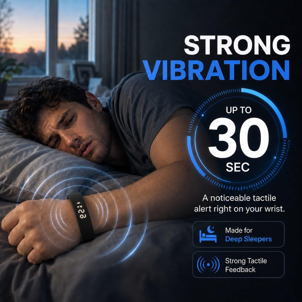Ulvixar Vibrating Alarm Watch for Heavy Sleepers,Silent Wake up Alarm Wrist | Powerful Wrist Vibrating Alarm,For Hearing impaired,20-Day Battery,Comfort Silicone Loop,Ideal For Couples,Shared Space，Dorms