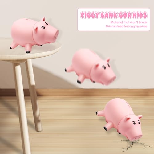 Hamm Piggy Bank Cute Pink Pig Money Box Plastic Saving Coin Box with Color Package Money Bank Great Gift Toy for Kid Children Girls Boys