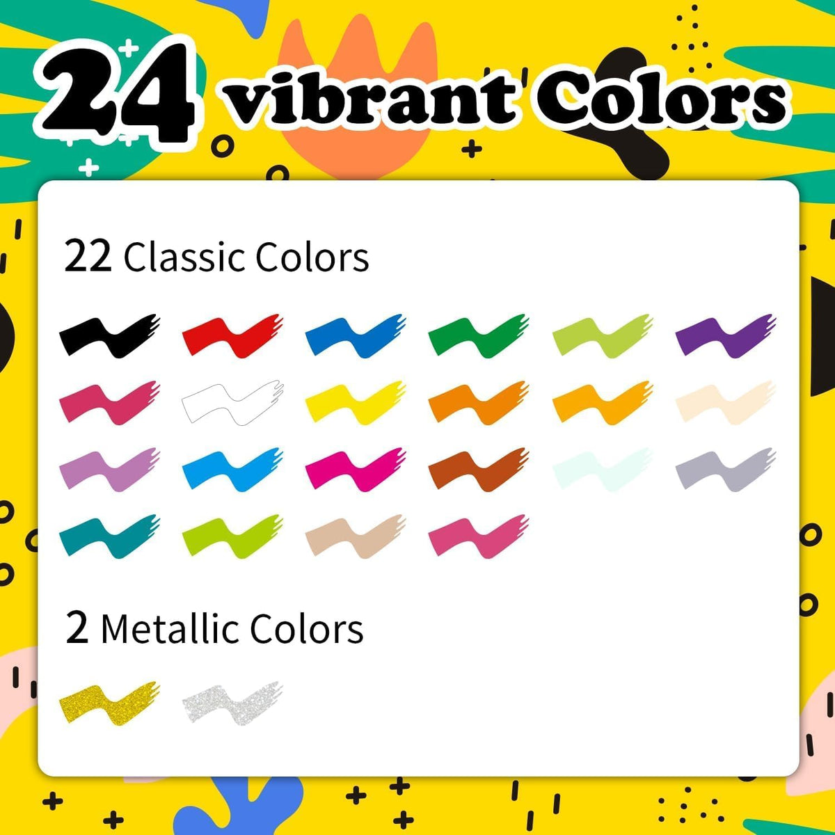 colourmotor 24 Colors Jumbo Markers, 8mm Wide Tip Thick Poster Markers | Permanent Jumbo Acrylic Paint Markers for Rock Painting, Ceramic, Wood, Glass, Metal, Canvas, DIY Craft Making