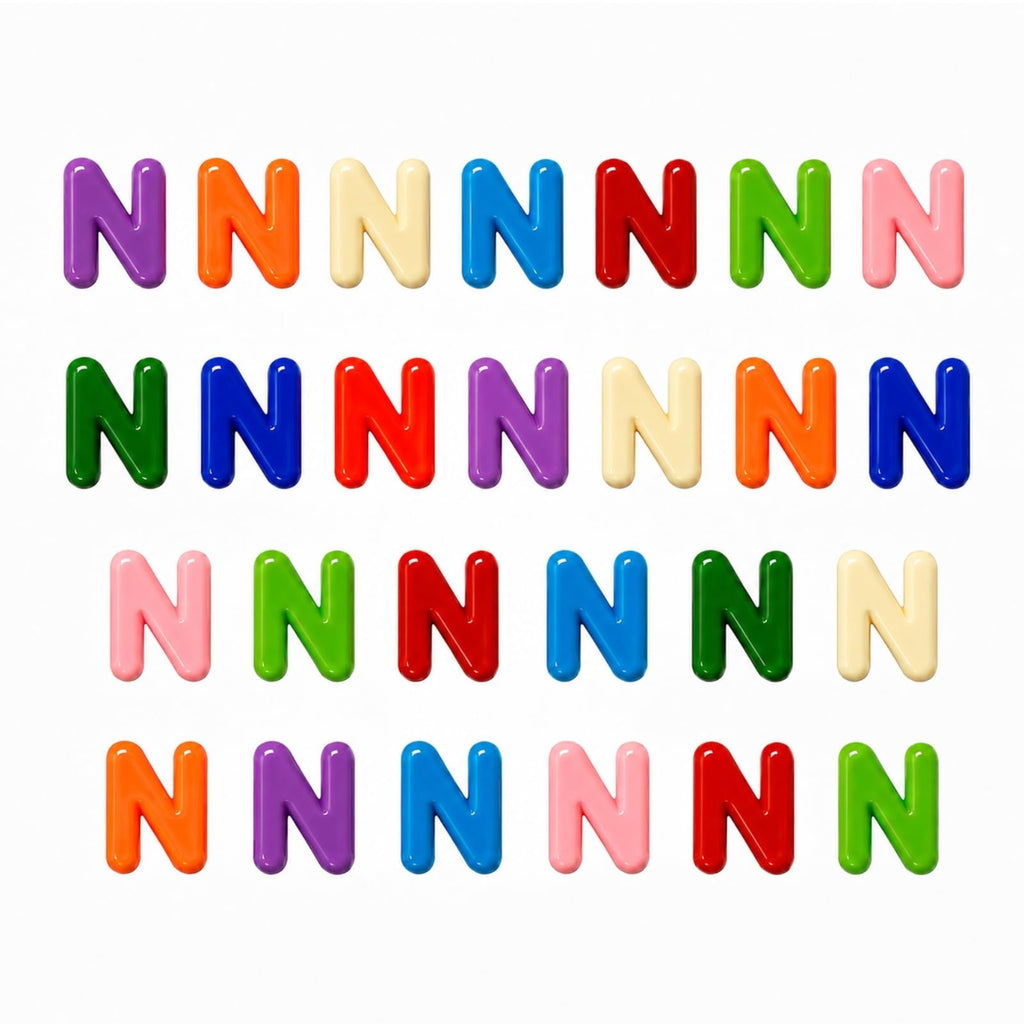 OVRUNS 26Pcs N Large Letter Beads with Horizontal Hole Bubble Alphabet Bead | Candy Colors, Acrylic Chunky Alphabet Beads, 6mm Large Holes, Ideal for Bracelets, Jewelry, Keychains, Bag Charms