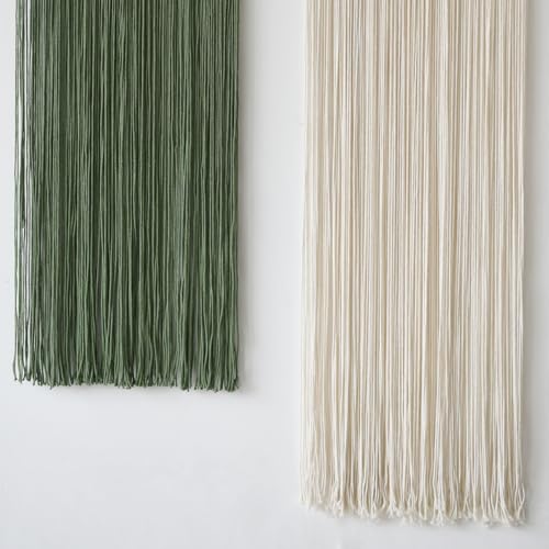 2Pcs Macrame Wall Hanging Boho Decor yarn Handmade Round Tassel 13.7"W*51"L | Bohemian Home Style, Nursery Apartment Office Accent, Premium Cotton Rope, Artisan Handmade Texture, Warm Interior Touch