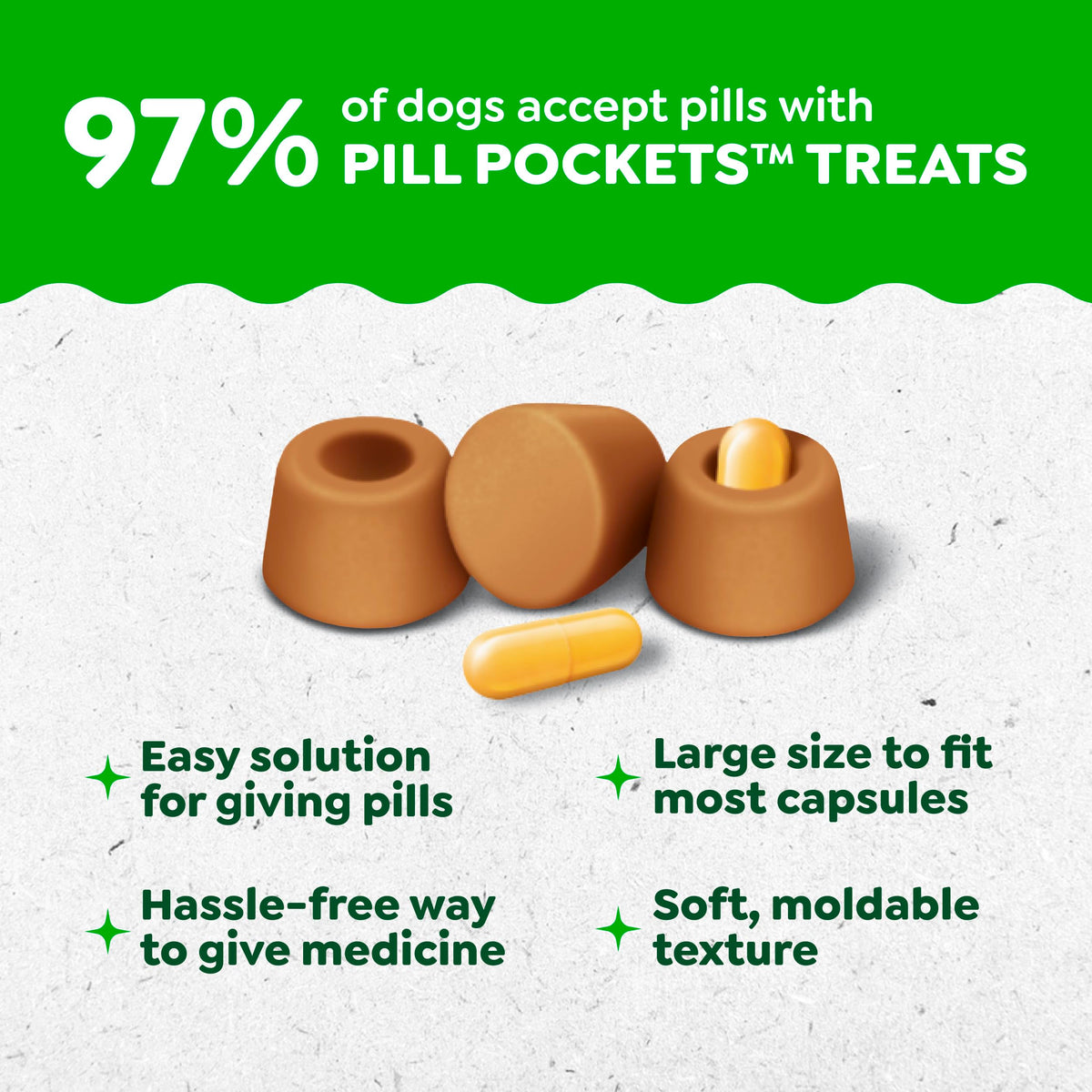 Greenies Pill Pockets Large Size Dog Treats, Peanut Butter, 7.9 oz | Vet-recommended, masks pill smell & taste, moldable texture, capsule size, natural ingredients, no fillers, 7.9 oz. pouch