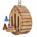 Wooden Butterfly House and Feeder for Outdoors, Natural Butterfly Habitat Nesting Box, Hanging Bug Hotel Garden Decoration for Butterflies, Bees, Moths