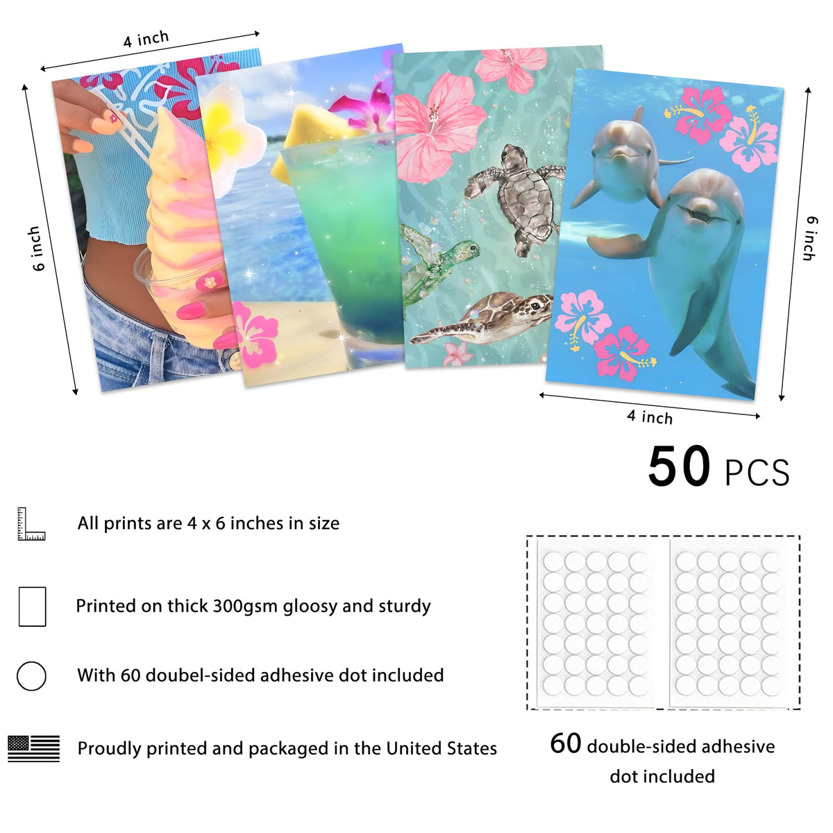 NEXVQRAZ Coastal Granddaughter Room Decor, Pink and Blue Wall Collage Kit 50 Pcs, Beach Wall Art Prints for Bedroom, 4"x6" Coastal Cowgirl Photo Collage Kit Pictures, Coconut Girl Posters Dorm Decor