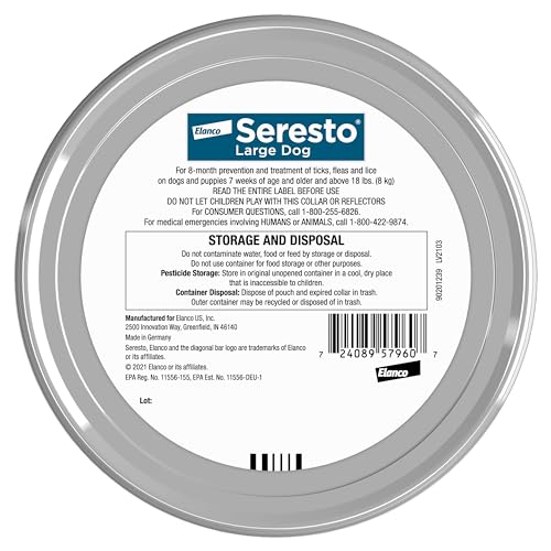 Seresto 8-Month Flea & Tick Collar for Large Dogs Over 18 lbs., 1ct
