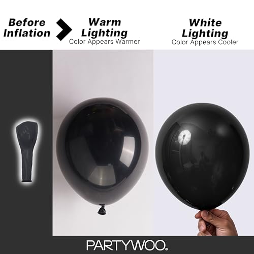 PartyWoo Black Balloons 140pcs Different Sizes of 18 12 10 5 Inch | Balloons for Baby Shower Birthday Graduation Casino Gaming Anniversary Retirement Baby Party Decorations Black-Y18