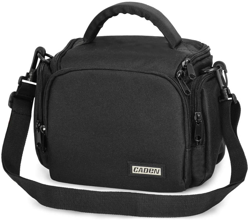 CADeN Compact Camera Shoulder Crossbody Bag Case Compatible for Nikon, Canon, Sony SLR/DSLR Mirrorless Cameras and Lenses Waterproof(1.0 S, Black)