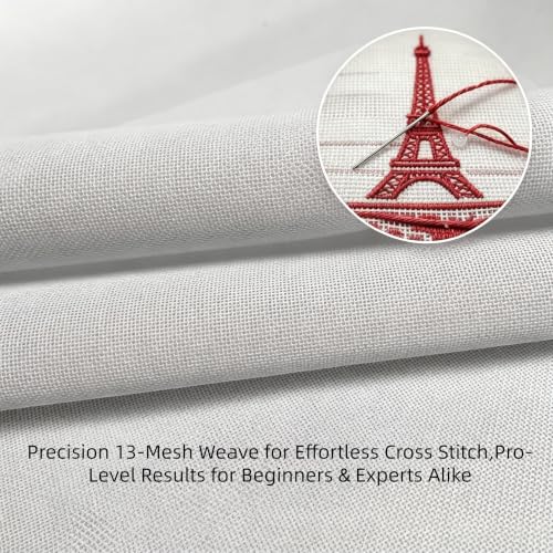Needlepoint Canvas 13 Mesh 20"x18" White Cotton Blank for Embroidery | White cotton 13 mesh needlepoint canvas, stiffened even weave, holds stitches for embroidery, cross-stitch, needlework.