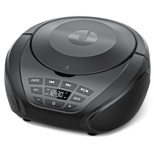 Gueray CD Player Portable Boombox Radio CD Players with Dual Speakers | Bulit-in FM Radio AUX Input Support Headphones Playlist Mode PROG Playback for Outdoor Indoor Audiobooks