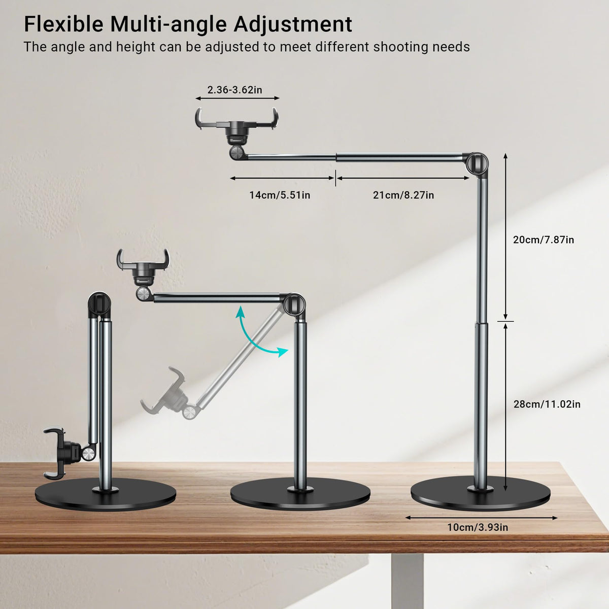 Mionondi Overhead Phone Mount for Video Recording | Aluminum Overhead Tripod for iPhone, Desk Phone Camera Stand for Cooking, Nail Techs, Filming, Live Streaming