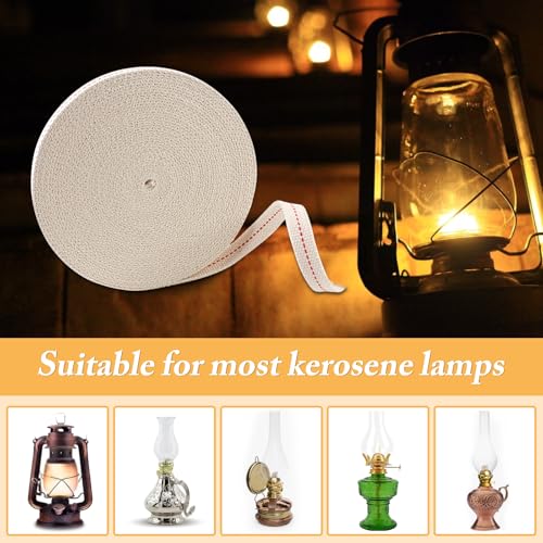 32.8 Feet Oil Lamp Wicks, Each Roll is 1/2-inch Wide Wicks for Oil Lamps, Cotton Oil Lamp Wick Can Be Used As Fuel for Kerosene Lamps, Lanterns and Oil Lamps